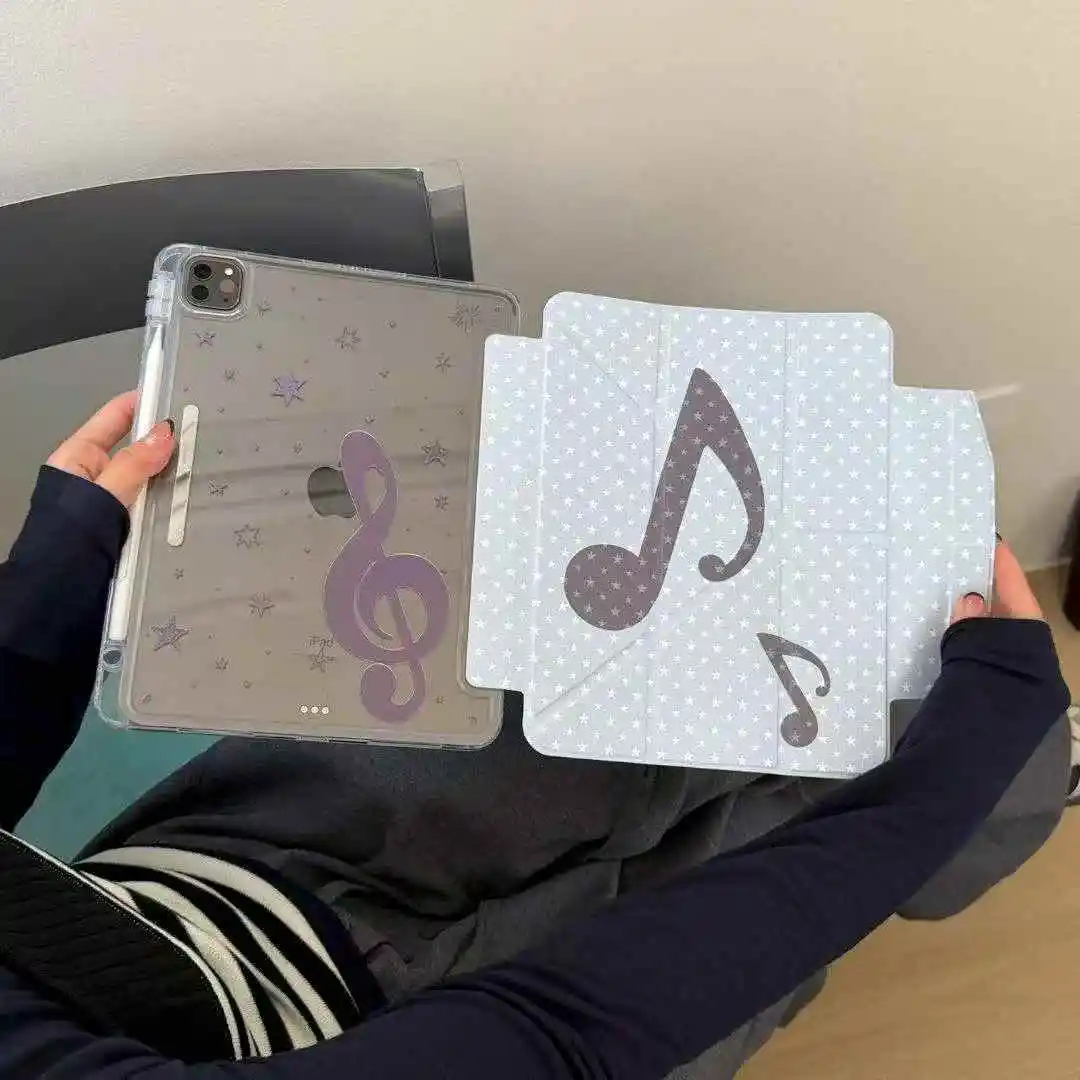 Cute Musical Notes Y2K Tablet Case For iPad Pro 11 12.9 13 A16 M2 M4 M3 M5 Shell 9.7 5/6/7/8/9/10/11th Mini Air 3 4 5 6 7 Cover
