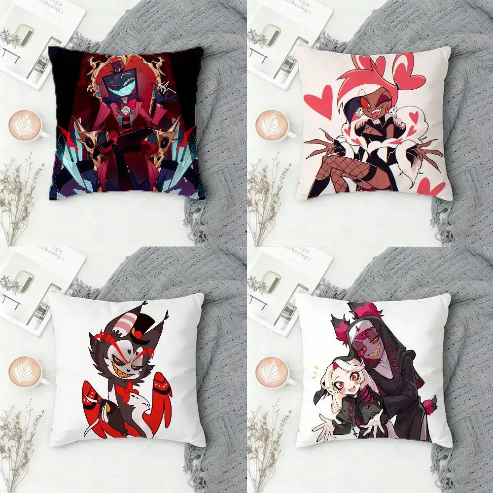

Hazbin Hotel HH Dark Comedy Adult Animation Double-sided Printed Square Decorative Cushion Cover for Sofa Living Room Home Decor