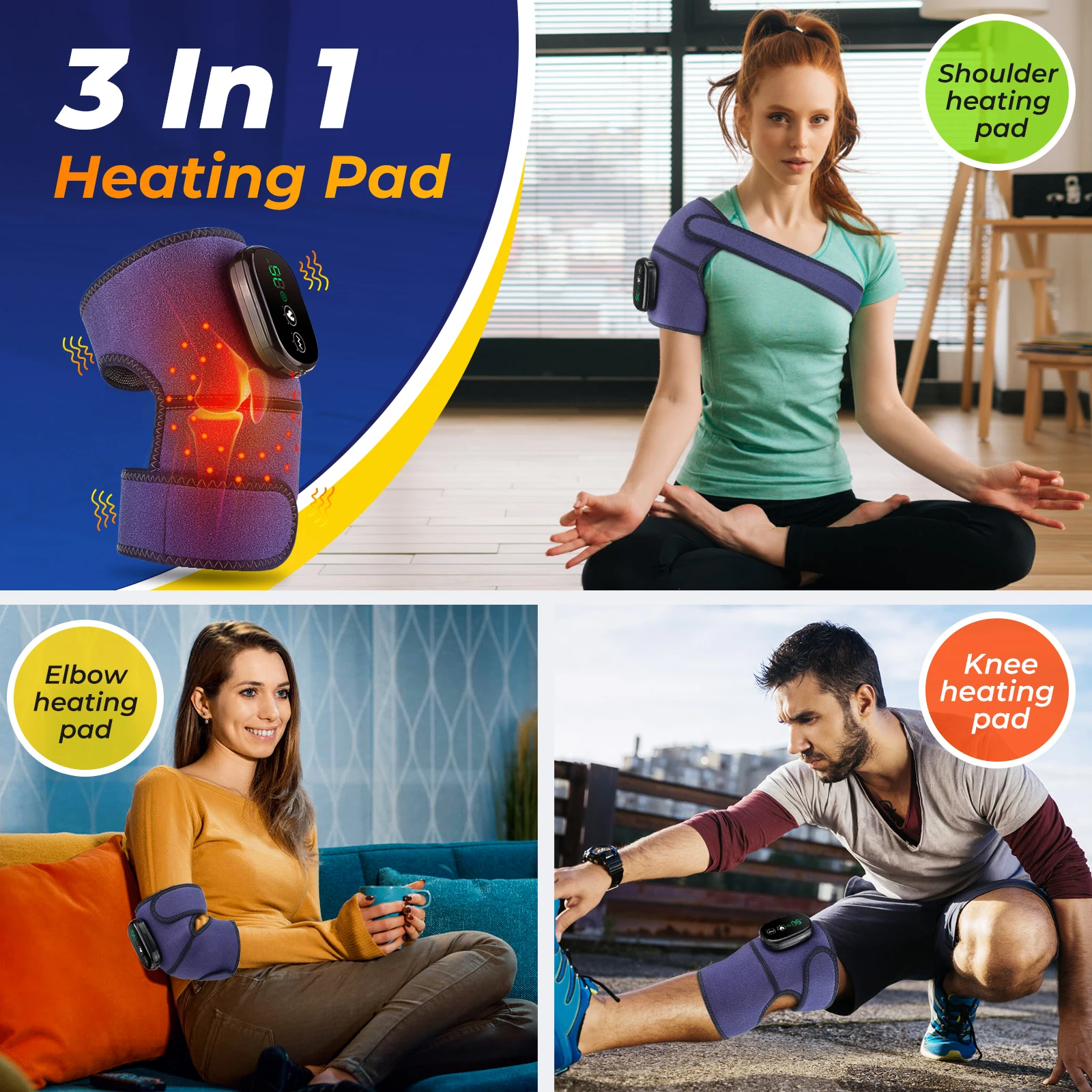 Electric Heating Knee Pad Vibration Massage Wireless IR Knee Temperature Massager Thermal Leg Joint Support Blood Circulation