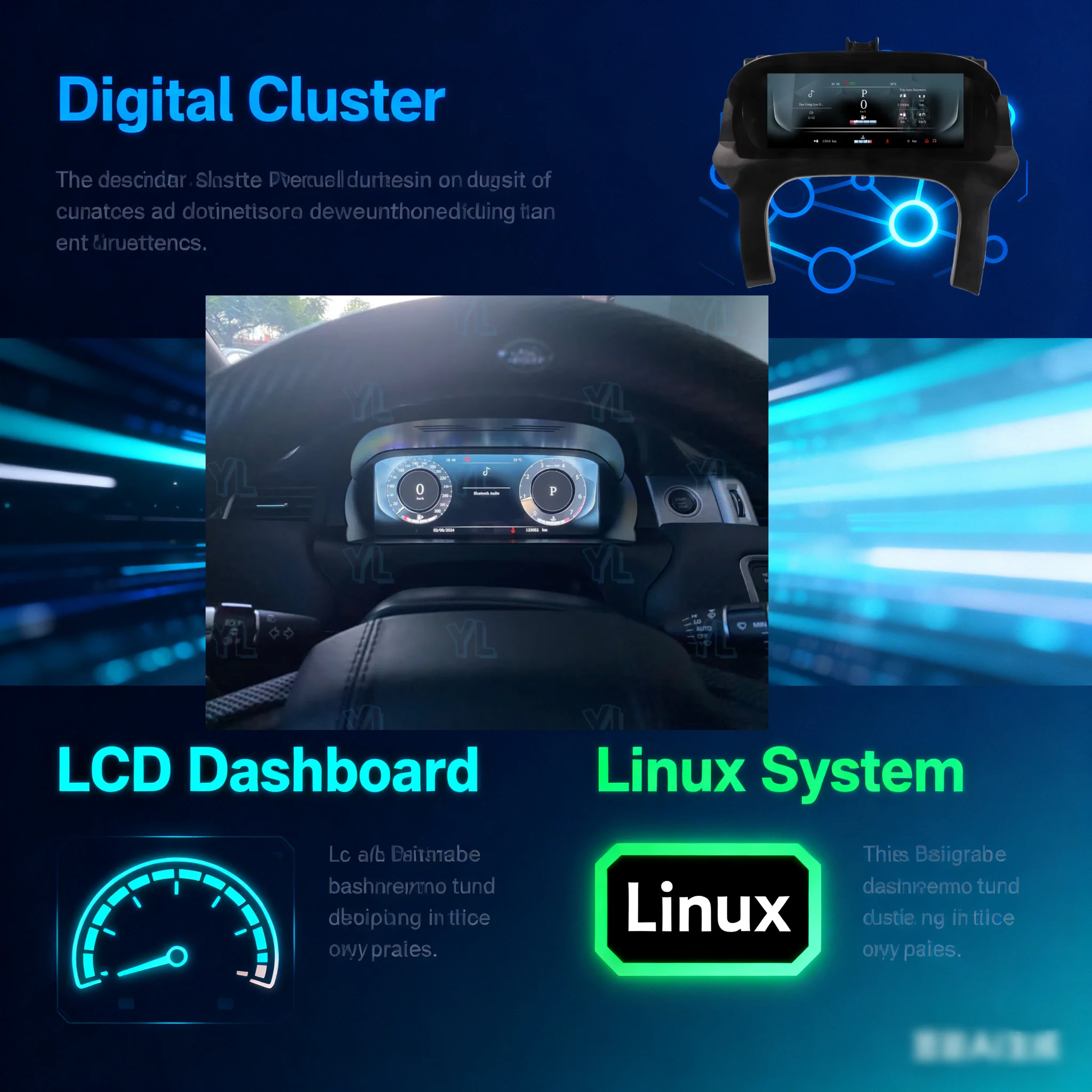 

Цифровая приборная панель FYYL (спидометр) для Land Rover Evoque 2012-2019, 12.3 дюйма, на базе Linux, виртуальный кокпит