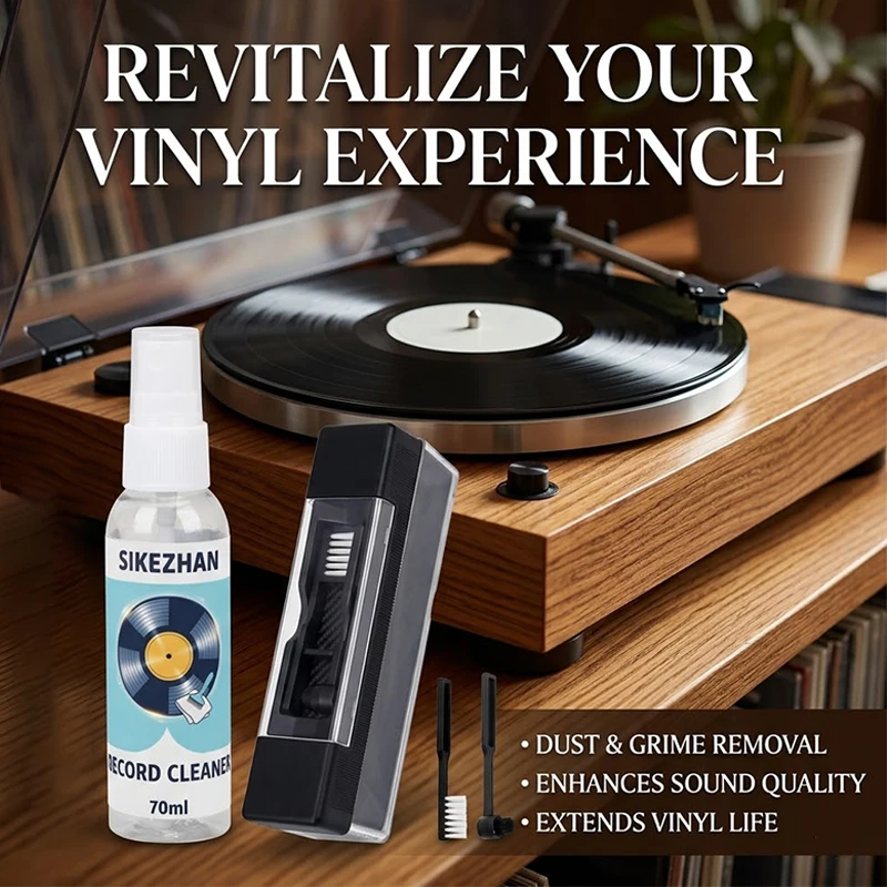 Vinyl Record Cleaning Kit Anti-Static Turntable Cleaner Spray with Velvet Brush and Stylus Brush Set SIKEZHAN 70ml LP Care