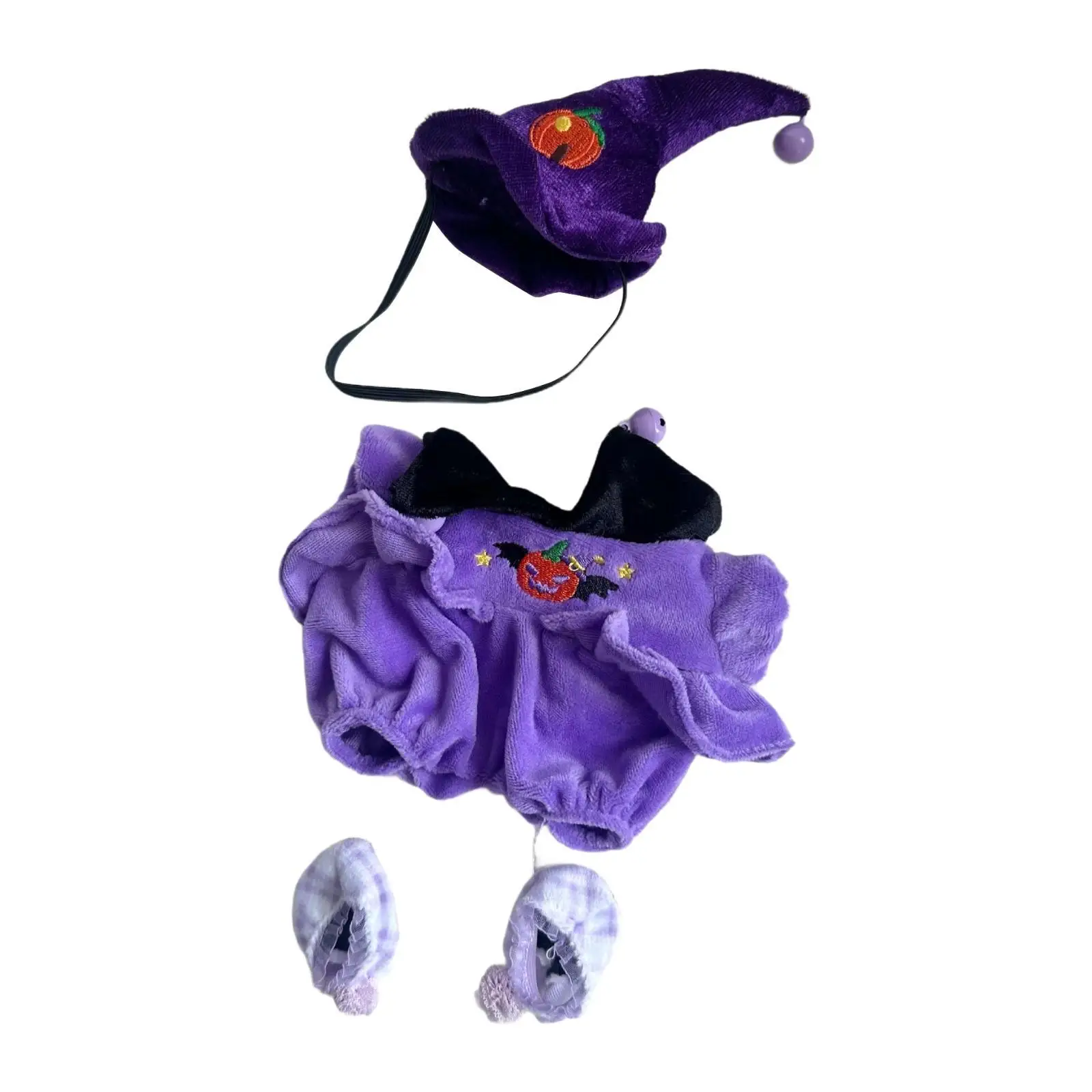 

3 Pieces of Doll Costumes for Halloween with Hat and Shoes, Miniature Clothing for 20cm Dolls