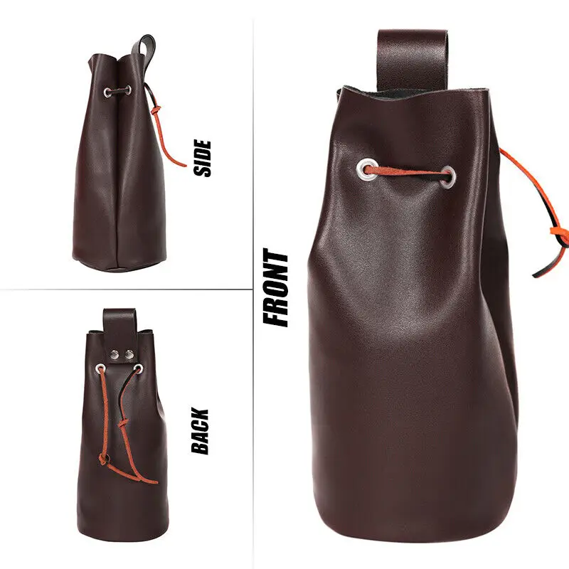 Medieval Vintage Money Pouch Bag Waist Belt Costume PU Leather Drawstring Purse Costume Accessory Parts For Men Women Brown