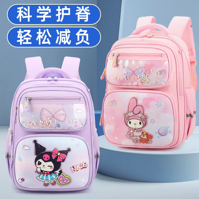 Large Capacity Kindergarten Pupil School Bags Student Backpack Cute Girl Children\'s Kids Sanrio Kuromi Cinnamoroll Melody Kawaii