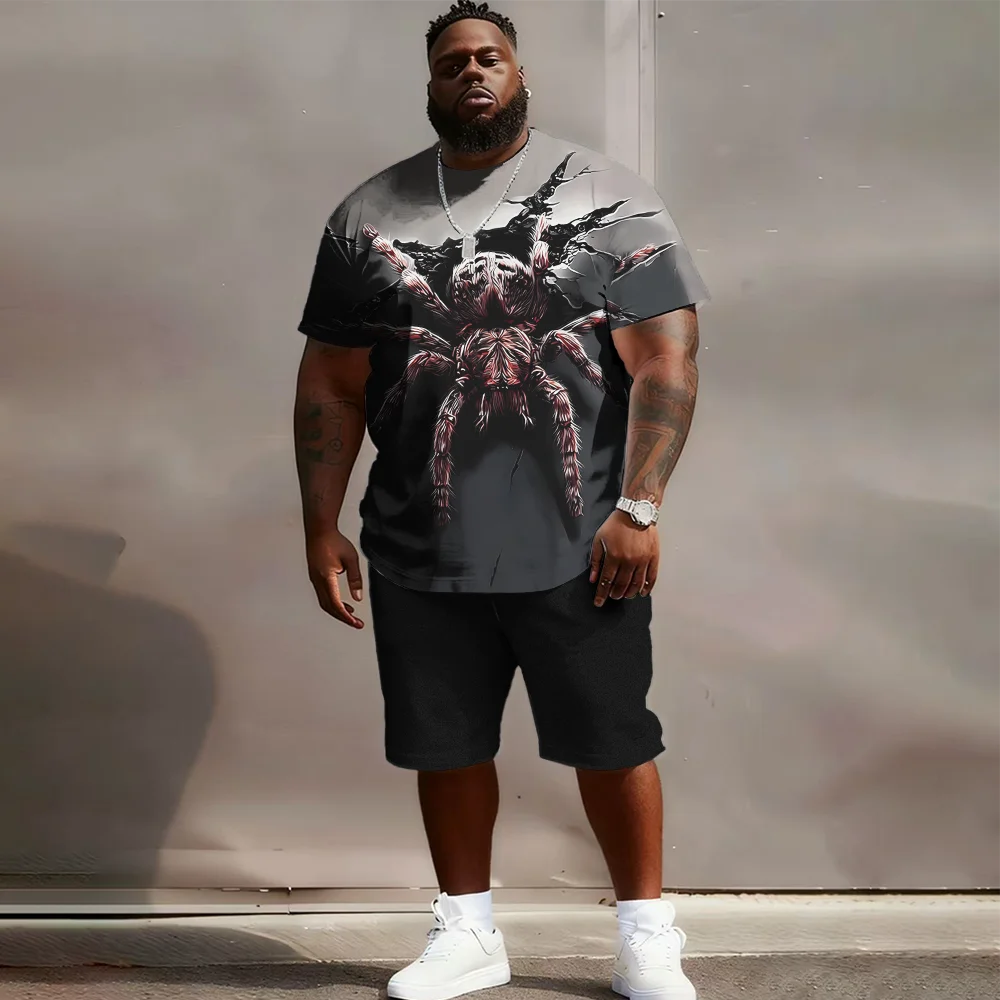 

Мужской комплект с короткими рукавами и короткими рукавами больших размеров S-9xl: Modern Playful — 2 предмета большого и высокого кроя, приятная для кожи ткань