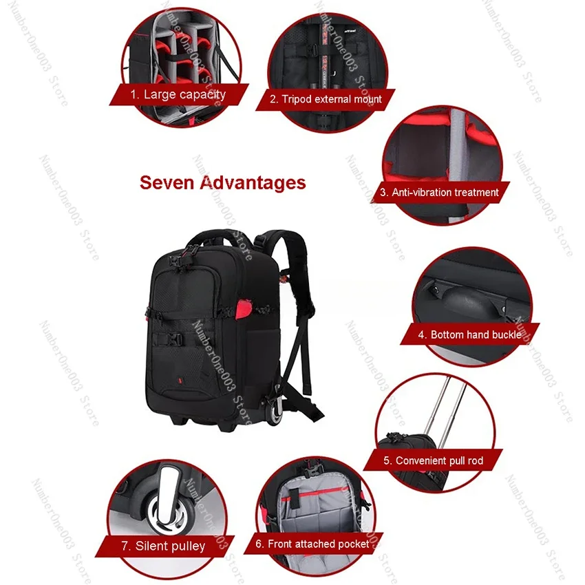 Professional DSLR camera trolley suitcase Bag Video Photo Digital Camera luggage travel trolley Backpack on wheels