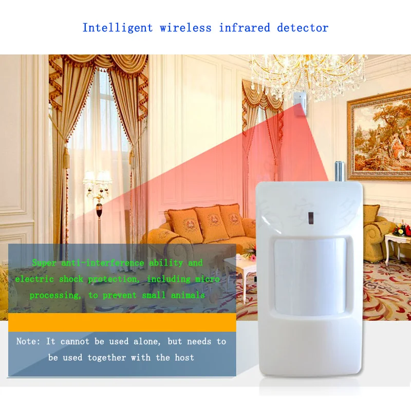 433MHz Wide-angle Anti-theft Detector Indoor Wireless Anti Pet Infrared Detection Human Body Sensing Audible and Visual Alarm