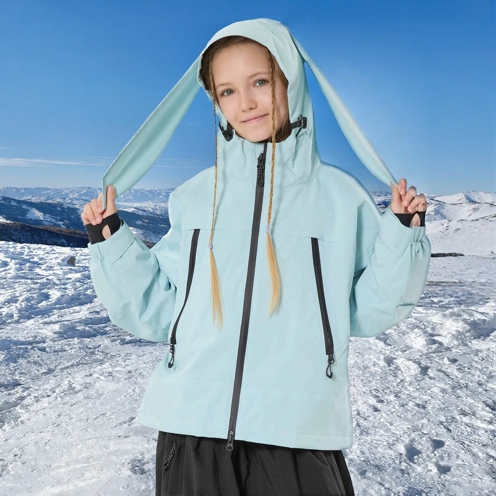 

GSOU SNOW Children Ski Jacket Rabbit Ears Cute Skiing Top Outdoor Warm Windproof Snowfield Clothing Boys Girls Winter Sportswear