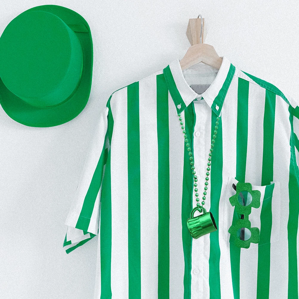 

12pcs Irish Necklace Cups St Patrick's Day Green Glass Mug Pendant Beaded Necklace Theme Gifts