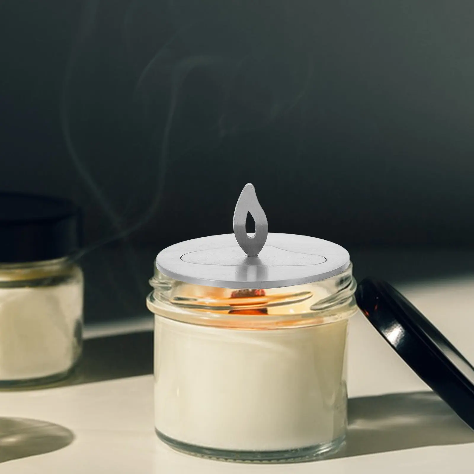 Stainless Steel Lid Replacement Jar Cap Draft Reducer Soot Reducer Flame Stabilizer Decorative Topper for Wide view 4