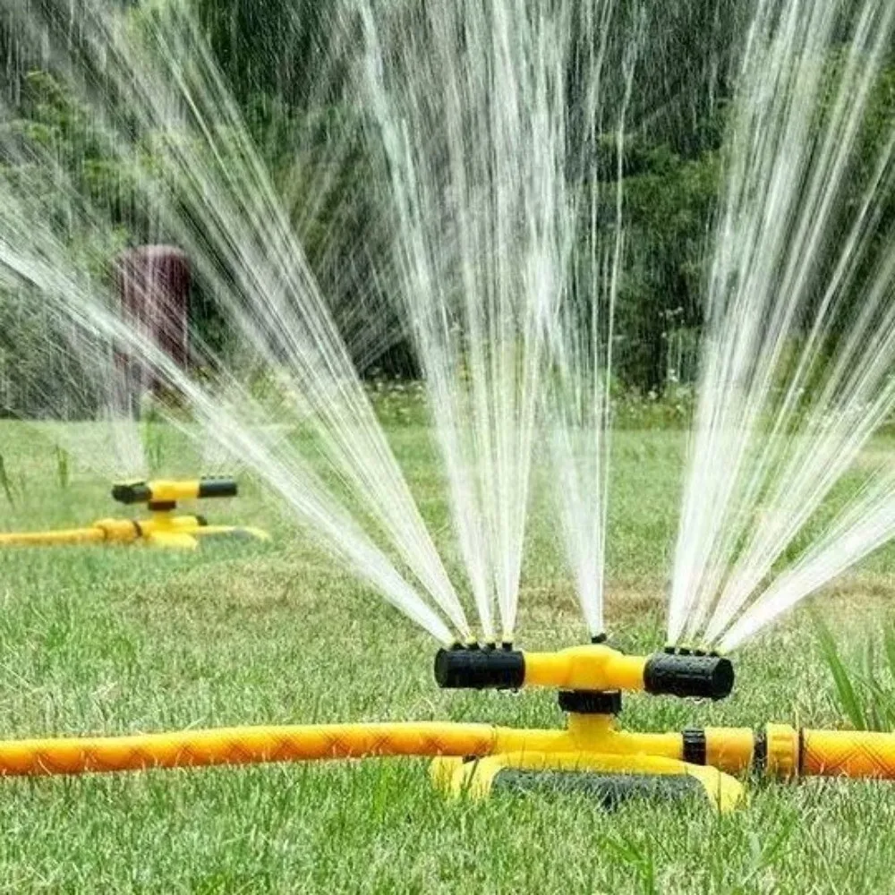 360° Rotating Automatic Rotating Sprinkler Water Saving 3 Fork Irrigation Sprinkler Plastic Leak-proof Lawn Sprinkler