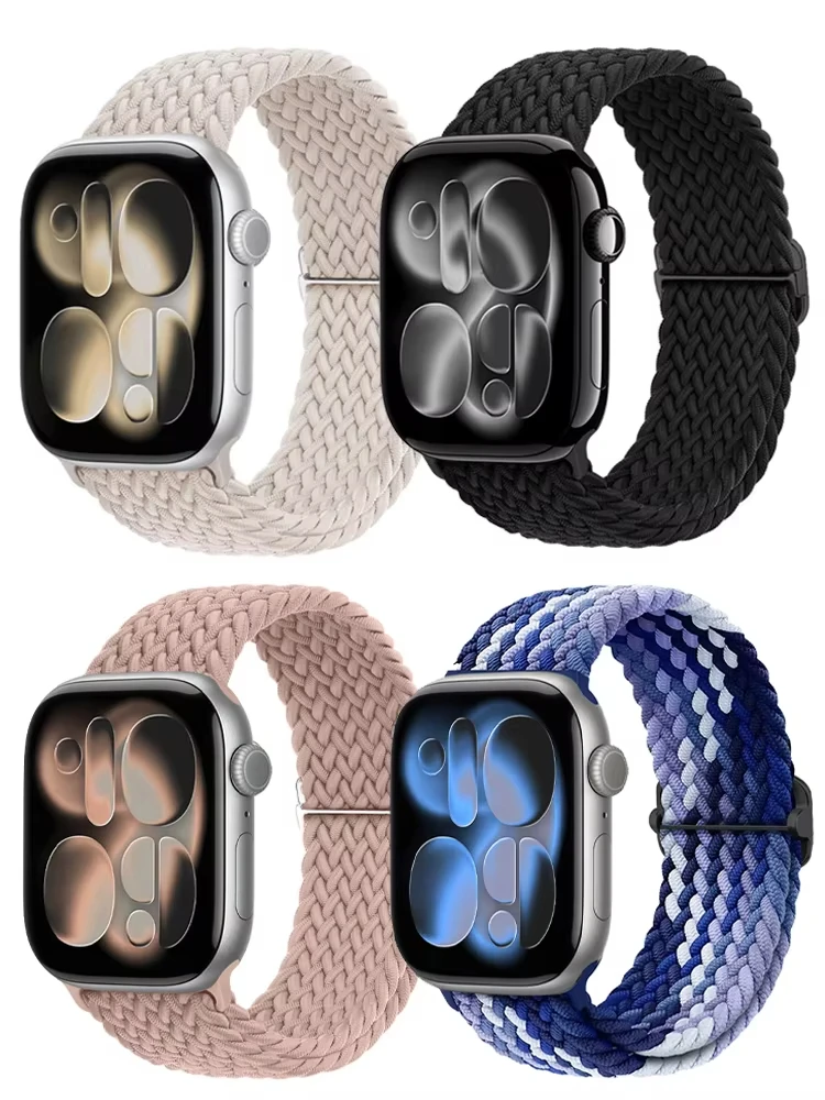 Geflochtene Solo Loop für Apple Watch 11 10 Band 42/46/44/40/45/49/41 mm elastisches Nylonarmband iWatch Serie 9 8 SE Ultra2 3 Armband