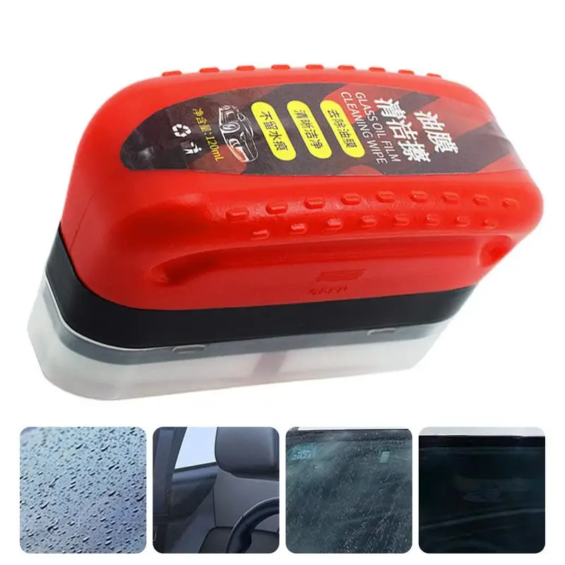 Car Glass Oil Film Cleaner 120ml Car Glass Oil Film Removal Brush Anti-Fogging Glass Cleaning Brush Safer Driving Cleaner For