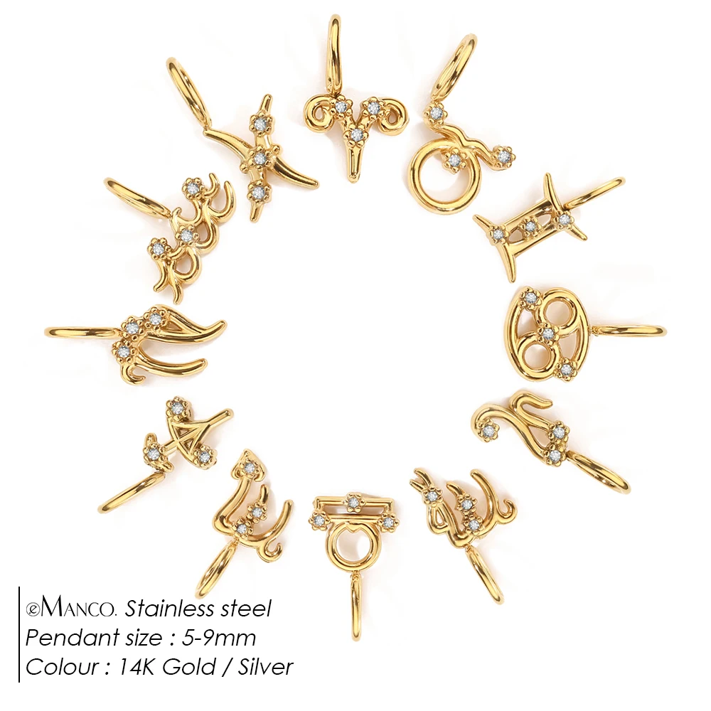 EMANCO Stainless Steel Star Zodiac Sign 12 Constellation Pendant Accessories for Necklace Women Man Jewelry Gifts Wholesale