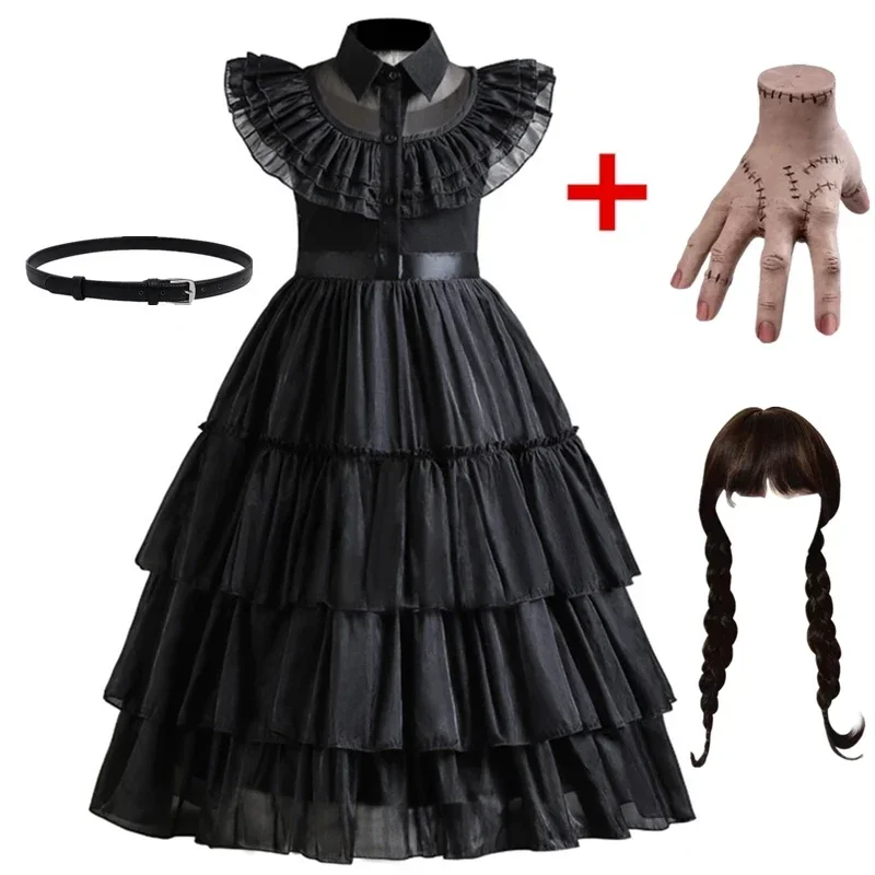 2024 New Ghost Witch Carnival Vestido for 3-10Y Children Clothes Black Mesh Cosplay Dress Halloween Party Costume for Girls Kids