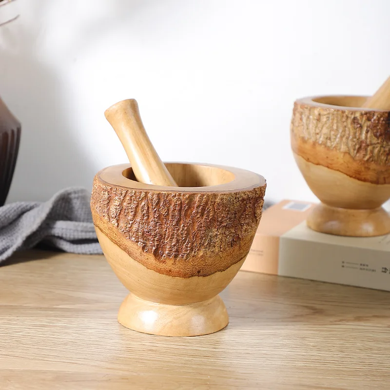 

Тайская мельница из массива дерева для измельчения чеснока, миска для детского питания, мельница для перца, ручная мельница для лекарств, для приготовления масок