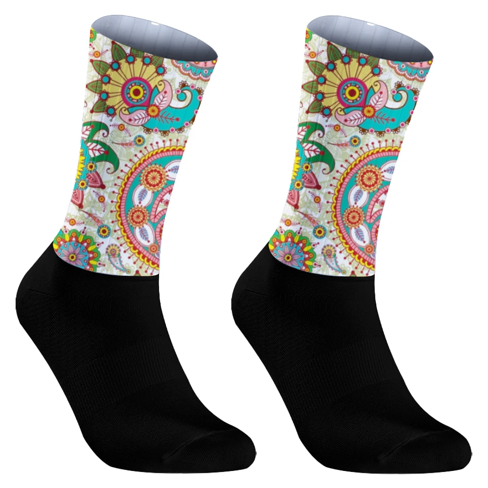 Chaussettes de sport unisexes à motif de crâne pour hommes, chaussettes de cyclisme, chaussures de vélo de plein air, chaussettes de vélo de route, 2024