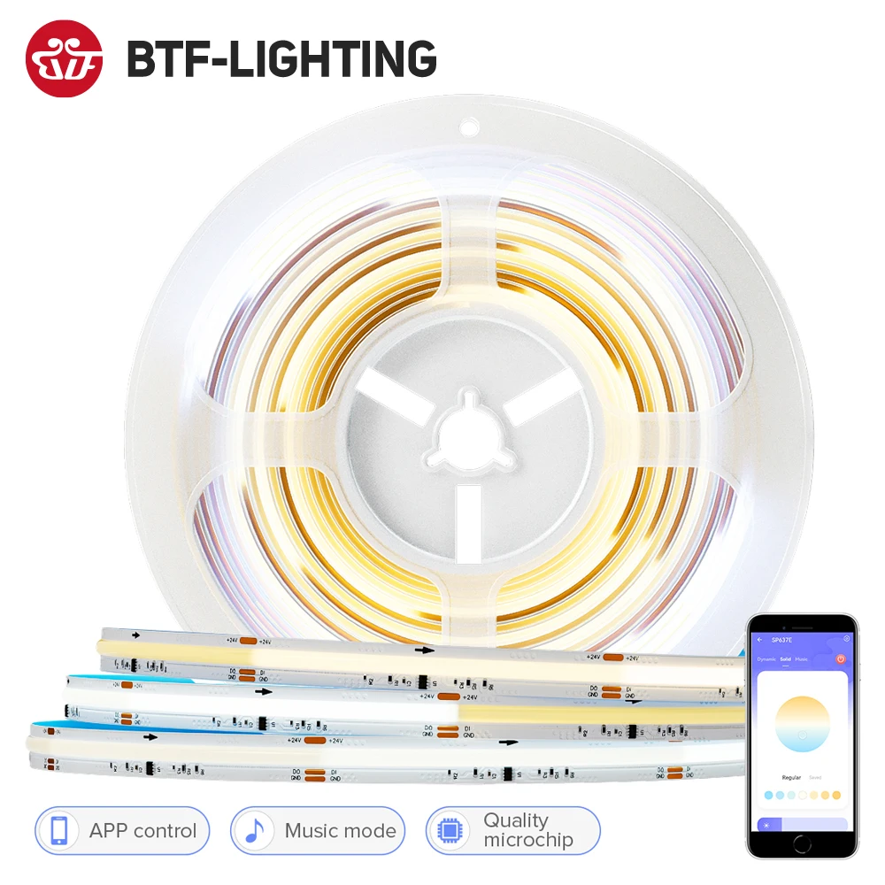 FCOB SPI CCT IC LED Işık Şeridi WS2811 Adreslenebilir 576 LED 2700K ila 6500K 10mm DC24V Esnek FOB Yüksek Yoğunluklu COB Işıkları RA90