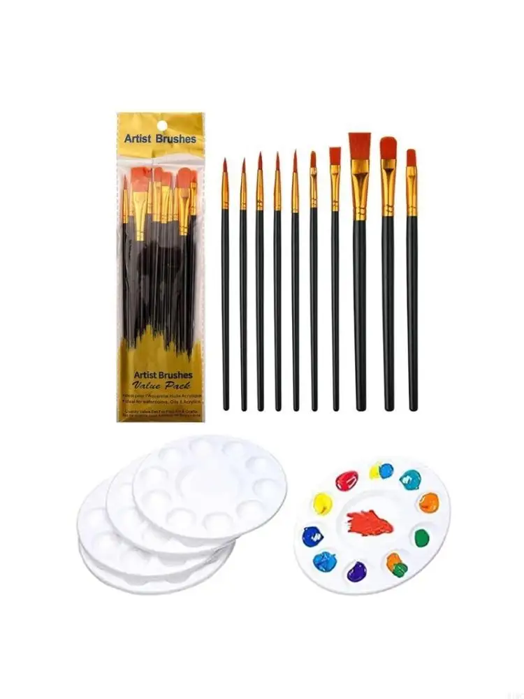 10 Pcs Watercolor Paint Brush Artist Brush Set Nylon Hair Paint Brush for Adult 