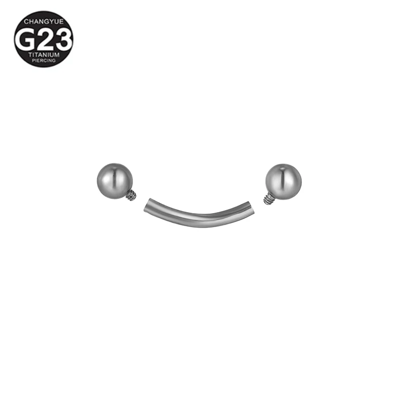 Eyebrow Piercing G23 Titanium Banana Barbell 8/10/12mm Internally Threaded Lip Ring 3/4mm Ball Helix Rook Earrings Lip Jewelry