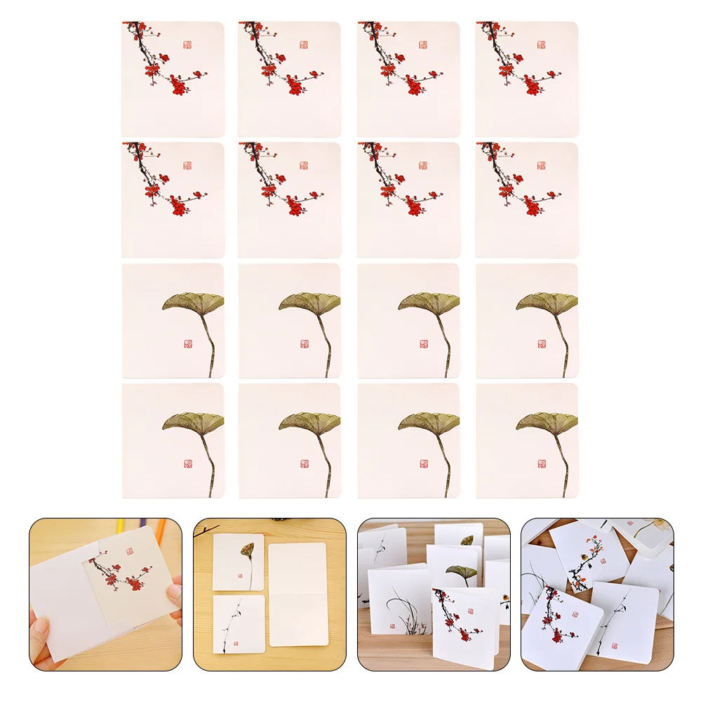 

16 Pcs Chinese Style Greeting Card for Holiday Cards DIY Thanksgiving Xmas Wedding Creative Blessing