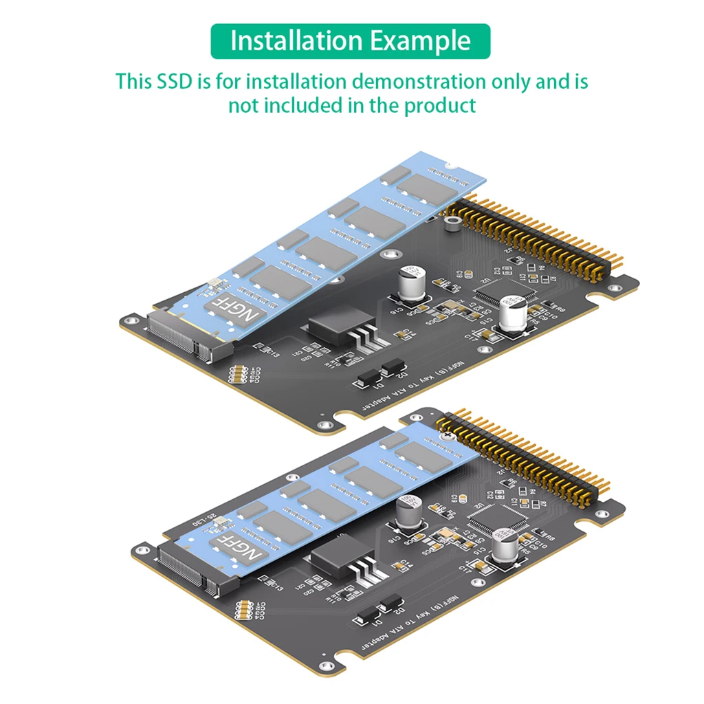 M.2 SATA SSD auf 2,5 Zoll 44-Pin IDE-Adapter für ältere Laptop-PCs, zum Austausch alter IDE-Festplatten, passend für 2230 2242 2260 2280 B-Key SSDs – Detail 6