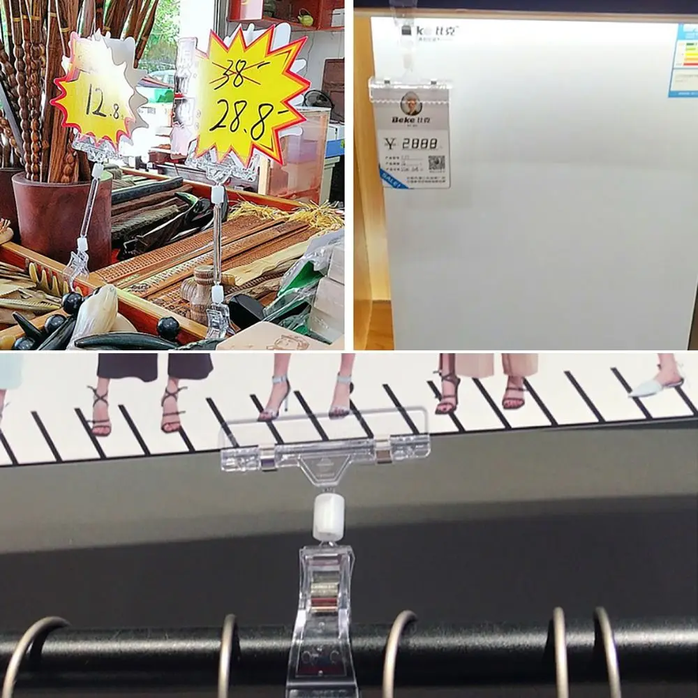 1Pcs Promotion Clip Advertising Clip Transparent S/M/L Price Label Tag Clip Ads Card Holdet Plastic Sign Display Shelf Clamp