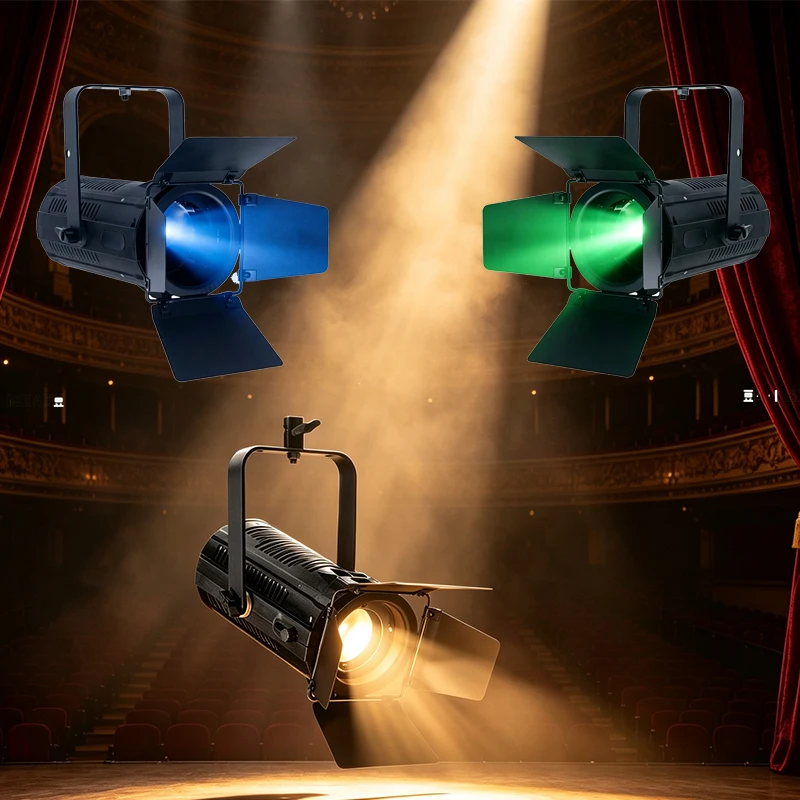 ZVH 100W Warm Cool White/250W RGBL Beads 100W Output DMX Fresnel Spotlight Manual Zoom 25°-60° Theater Museum Stage Spot Lights