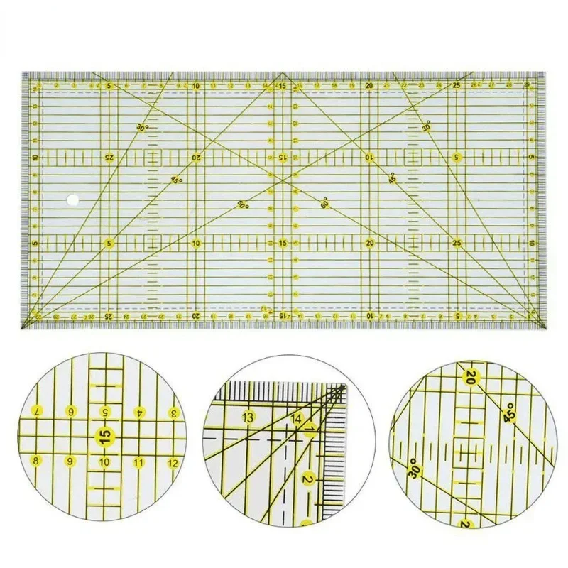

DIY 30*15 Quilters Ruler with Double Colored and Grid Lines Patchwork Ruler Acrylic Sewing Ruler Sewing Quilting Cutting Ruler