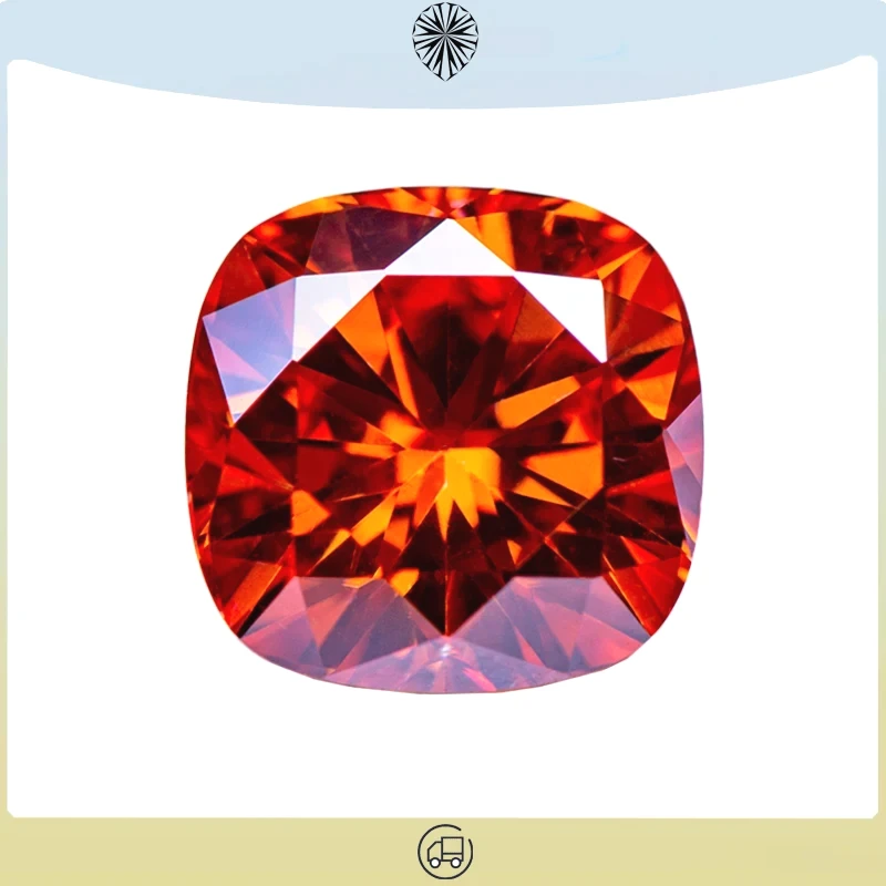 

Moissanite Gemstone Orange Color Cushion Cut Lab Grow Diamond for Charms Advanced Jewelry Making Materials with GRA Certificate