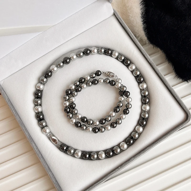 Herbst und Winter Elegante Mischfarbe Imitation Perle Kurze Halskette Neue Schmuck Für Frauen Sexy Schlüsselbein Kette Zubehör – Detail 11