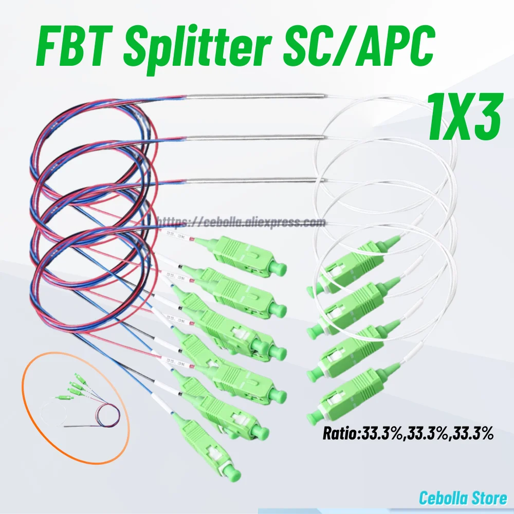 Fiber Optic 1X3 0.9Mm FBT Splitter With Connectors SC/UPC Fiber Opti FBT Splitter SC APC 1x3 0.9mm With Connector Splitter Ratio