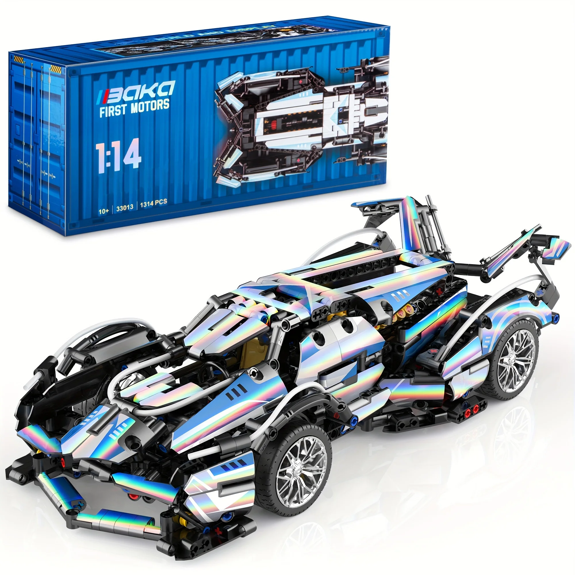 Rennwagen-Bausätze – 1:14 Speed-Modellautos-Bausatz, Geschenkidee für Kinder, Jungen, Mädchen und Motorsportfans (1314 Stück)