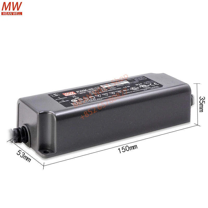 MEAN WELL 40W PWM Output LED Driver Output IP67 Waterproof Power Supply PWM-40-12 PWM-40-24 PWM-40-36 PWM-40-48