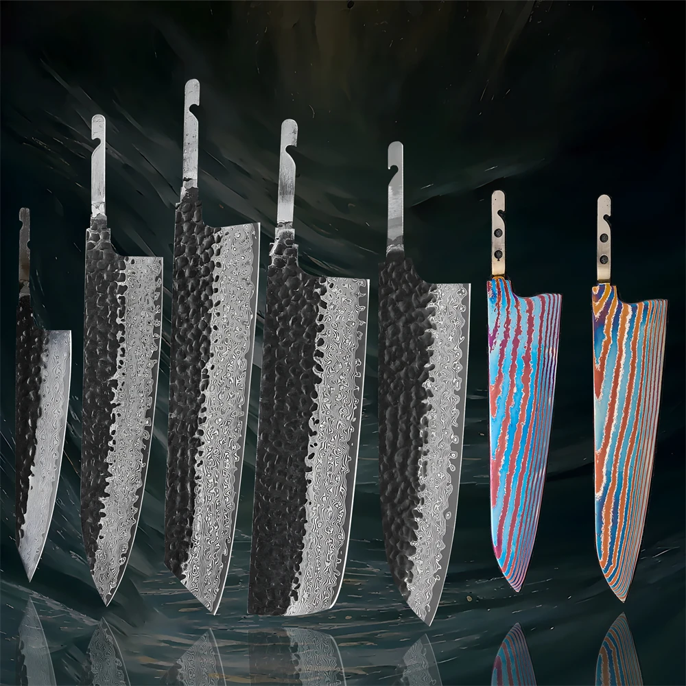 

1 шт., пустые лезвия для шеф-повара, сделай сам, ручная кованая титановая дамасская тумаск, пустое лезвие, инструменты для изготовления без ручки, нож, кухонные принадлежности