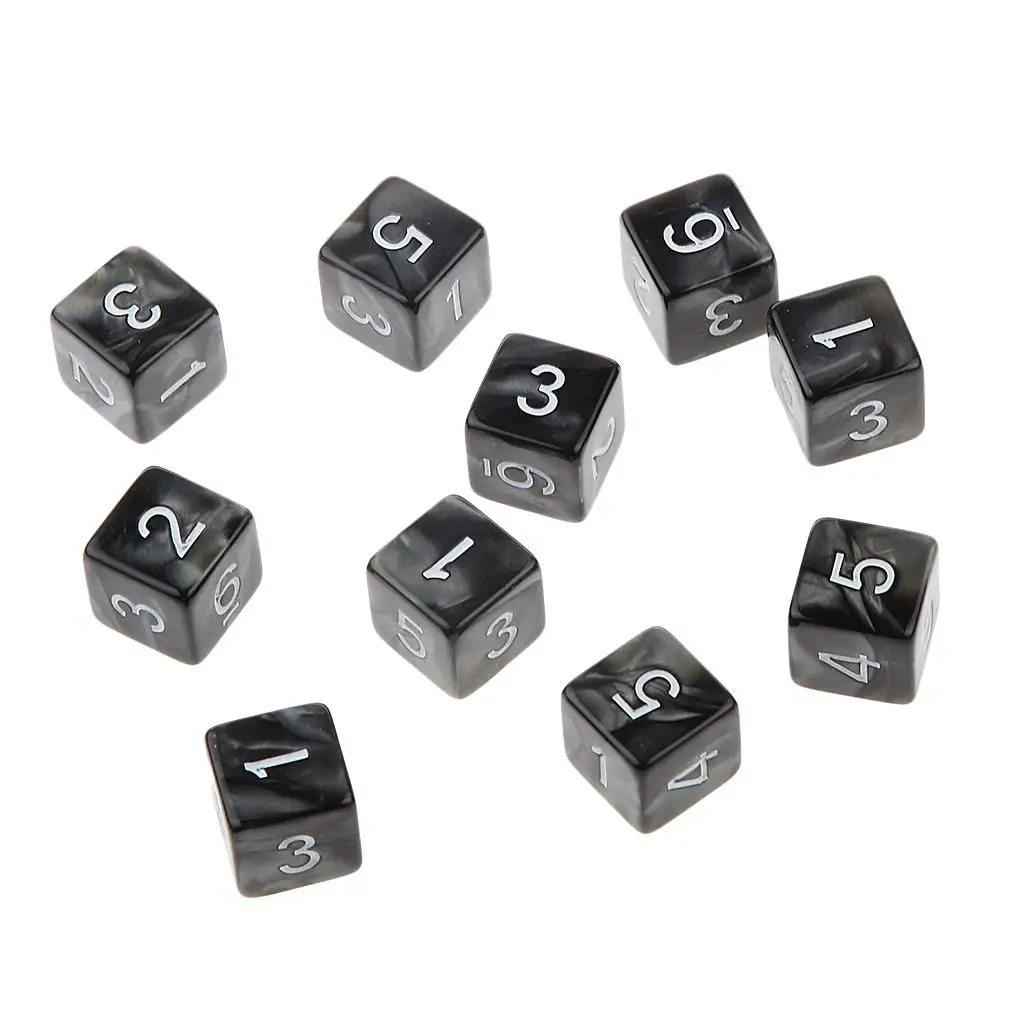 10PCS D6 Dices 6 Sided Polyhedral Digital Dice for Role Play