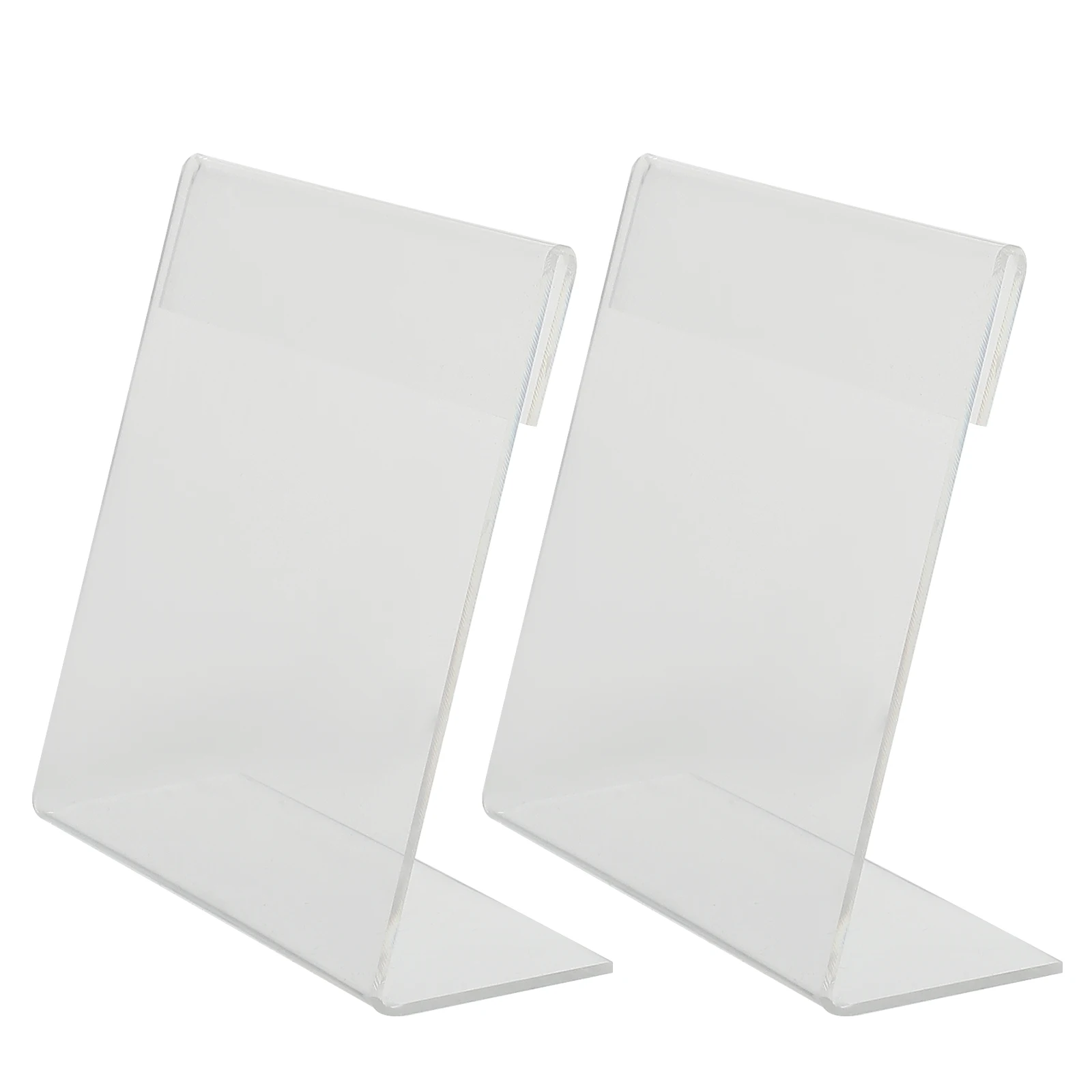 

2Pcs Acrylic Price Tags Reusable Display Clear Goods Holder Clamped Back Clean Storage Rack Menu