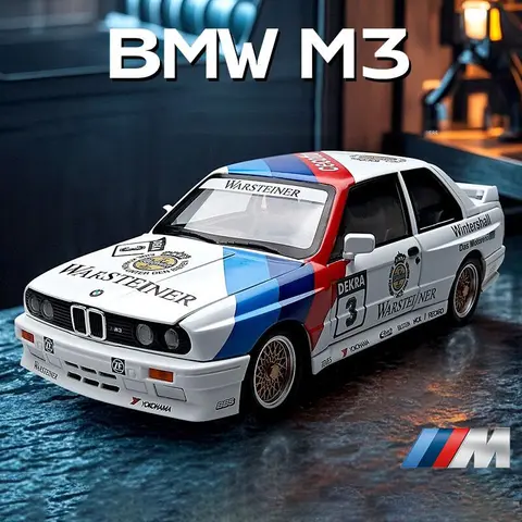 Modèle de voiture en alliage BMW M3 E30 1:24 DTM, son et lumière, jouet à collectionner pour enfants, cadeau d'anniversaire, 1987