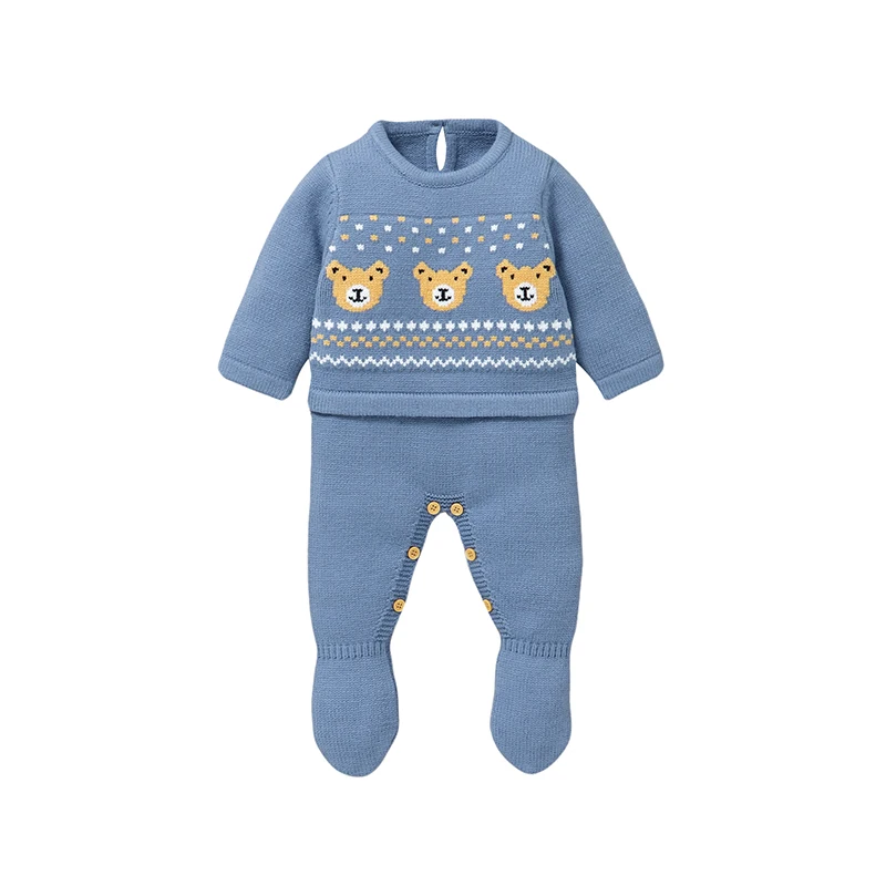 

Newborn Baby Rompers Knitted Infant Boy Jumpsuit Long Sleeve Fashion Striped Kid Clothes Cute Bear Autumn Overalls 0-9M Playsuit