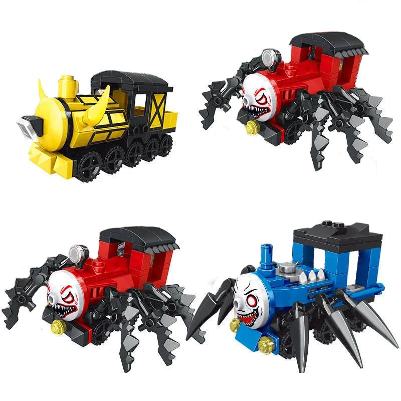 Cartoon Spider Train Monster Steam Trains Moc Game Building Blocks Choo-Choo Charles HorrorsBricks Toys for Children