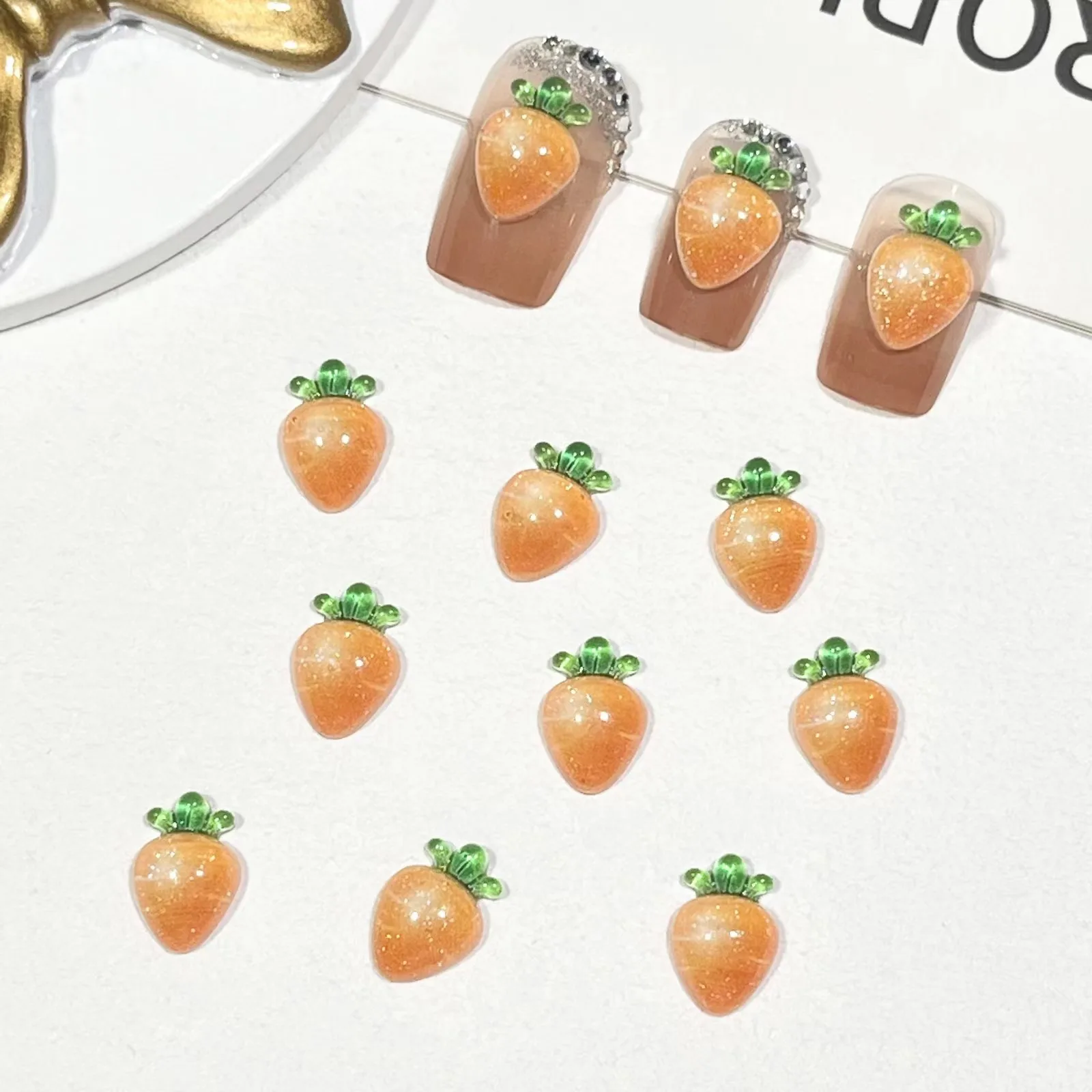 20pcs niedlichen Frucht nagel anhänger Harz Pfirsich Erdbeer nagels chmuck 3d klare Strass teile kawaii Nagel liefert Zubehör – Detail 11
