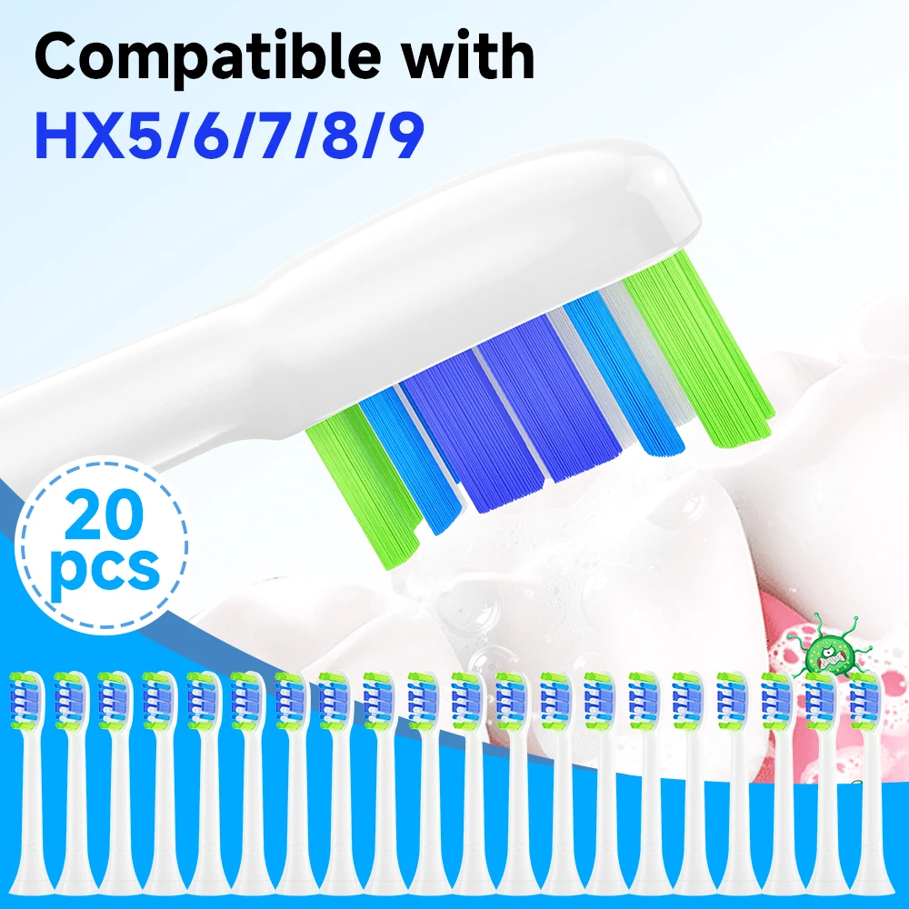 

Сменные насадки для зубных щеток (4/8/12/20 шт.), совместимые с Philips Sonicare, мягкие сменные насадки для электрических зубных щеток