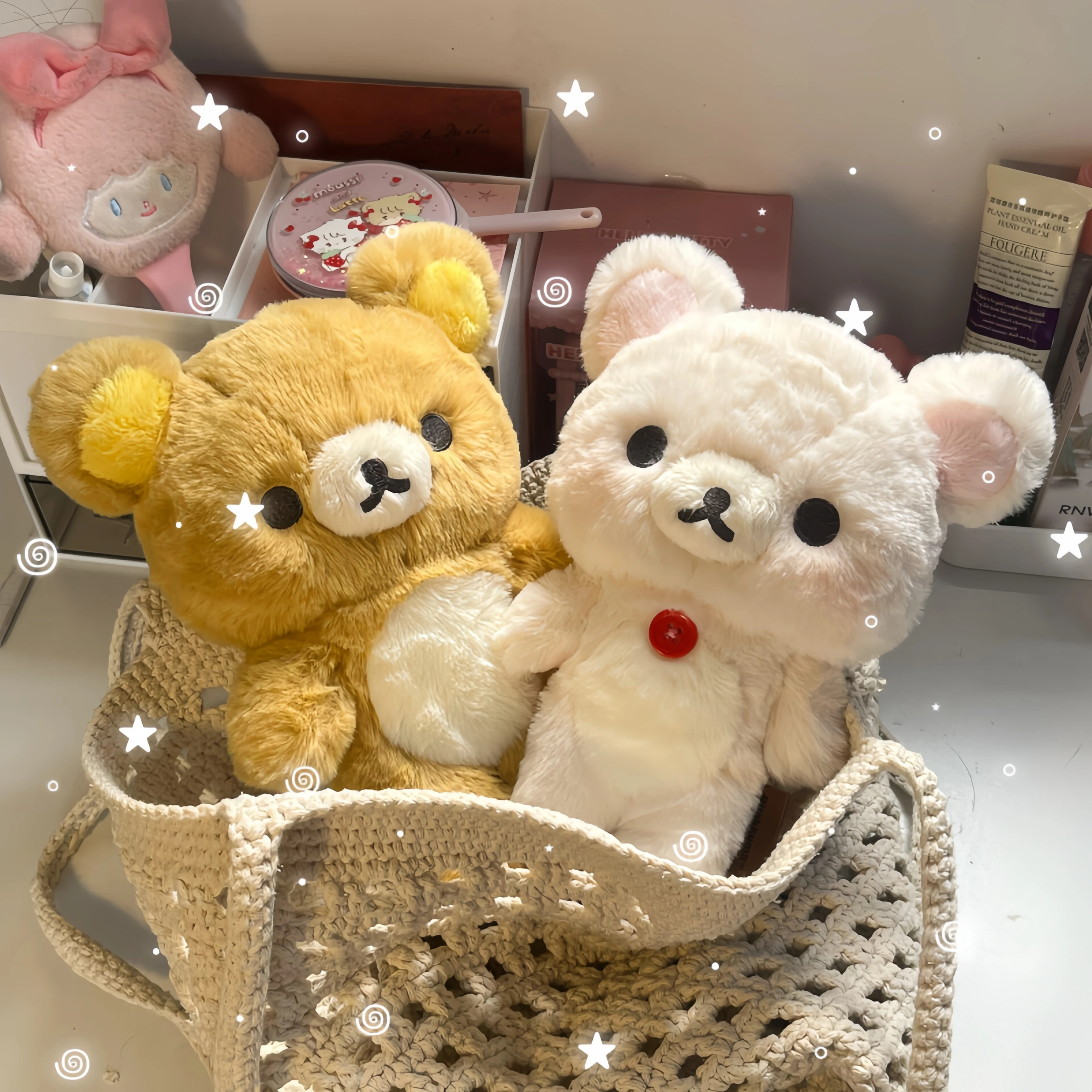 

Cute Rilakkuma Plush Kawaii Fluffy Huggable Korilakkuma Stuffed Doll Adorably Anime Bear Room Deocr Animal Bear Toy Girl Gift