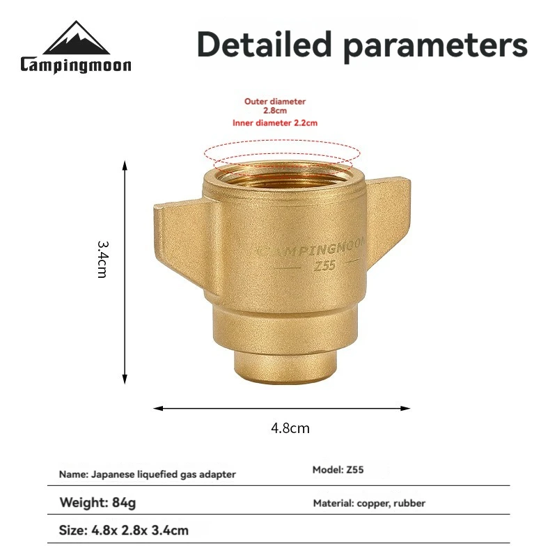 CAMPINGMOON  Japanese Outdoor Thread Brass Inflatable Valve Isobutane Liquefied Gas Pressure Reducing Valve Adapter Gas Cylinder