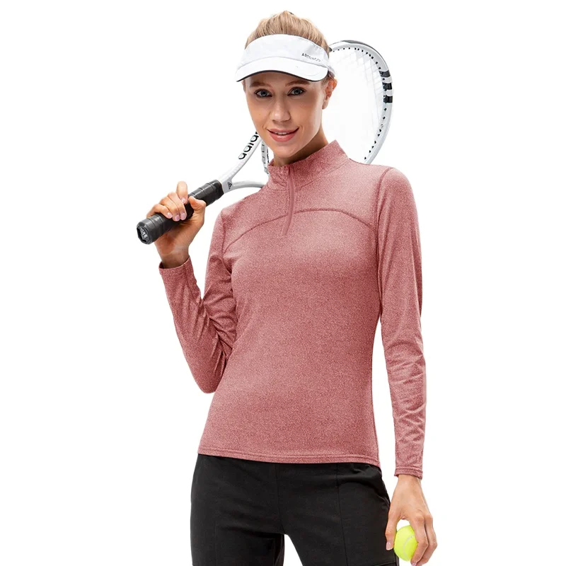 

Women Running Sport T Shirs Winter Velvet Fitness Yoga Shirts Thermal Stand Collar Shirts Sweater Workout Training Sport Gym Top