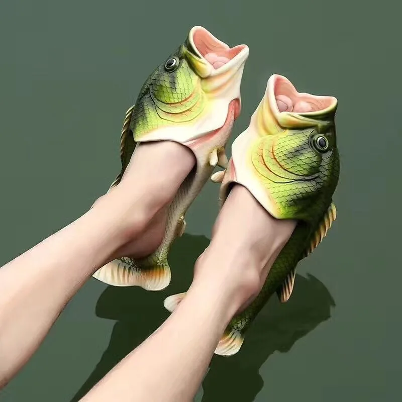 Open Toe Funny Obuwie męskie Damskie kapcie rybne Outdoor Pary Rodzina Cartoon Animal Klapki Plus Size 46 47 Buty męskie
