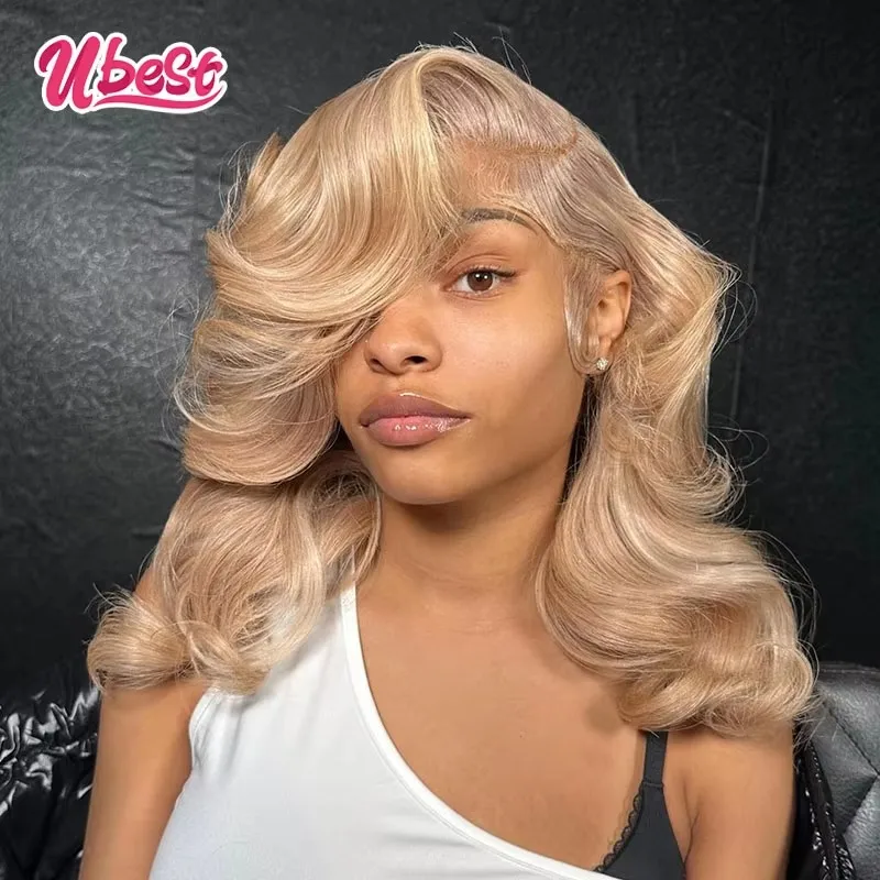 

Ubest 13X6 Transparent Lace Front Wigs Body Wave Human Hair 27 Honey Blonde Colored 5X5 Lace Closure Wig Pre Plucked For Women