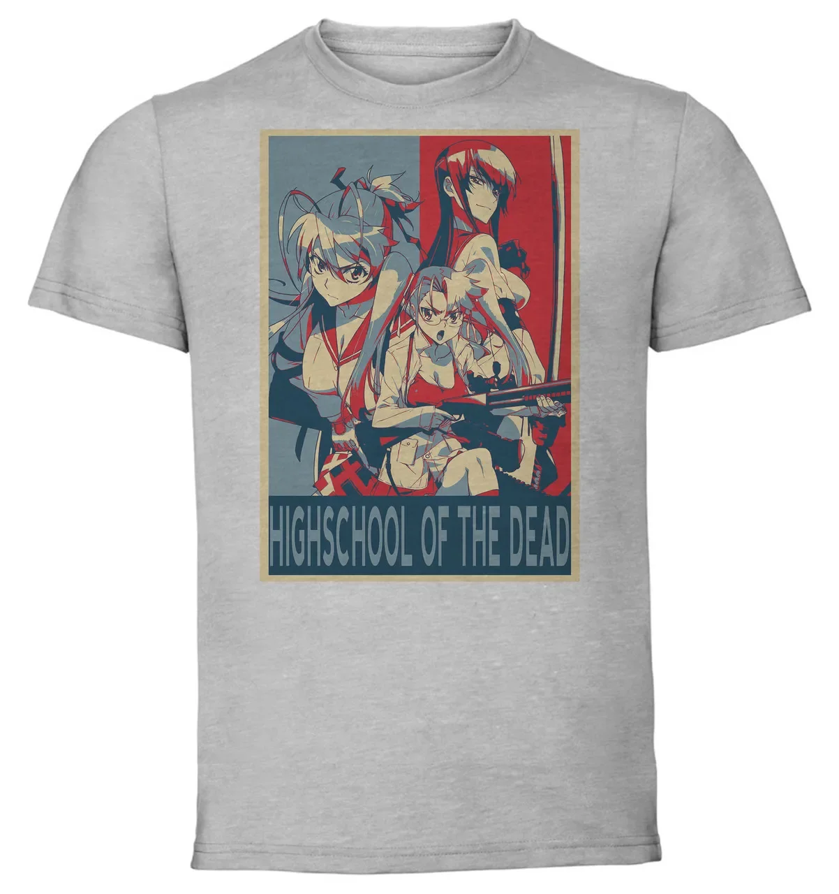 T-Shirt Unisex Grey Propaganda Highschool Of The Dead Characters