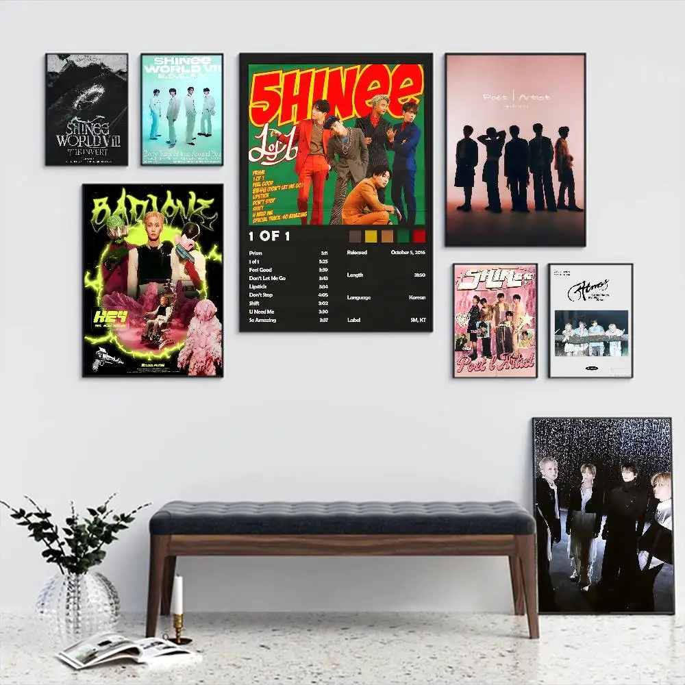 S-SHINee Kpop-Vocal Whitepaper Poster Waterproof Paper Sticker Coffee House Bar Aesthetic Art Wall Painting
