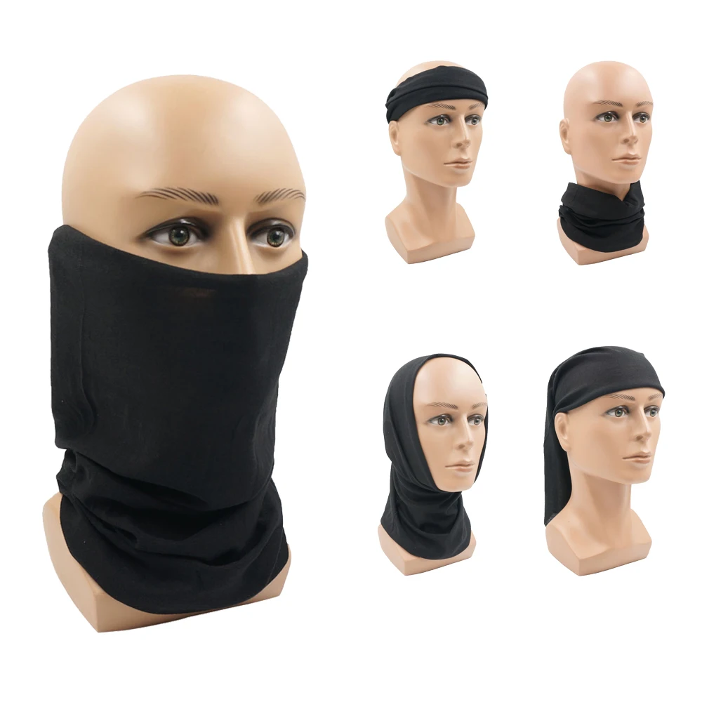 Black Cycling Running Bandanas Seamless Mask Snood Neck Cover Gaiter Sun Block Face Shield Scarf Men Women Balaclava Headwear